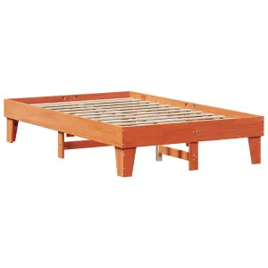 Berkfield Bed Frame without Mattress Wax Brown 135x190 cm Double Solid Wood Pine