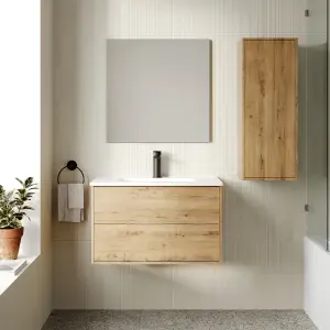 Banyetti Venti 800mm Wall Hung Vanity Unit with Basin - Ostippo Oak