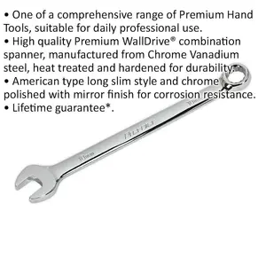 Premium 10mm Steel Combination Spanner - Long Slim Chrome Vanadium Wrench for Durability