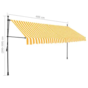 Berkfield Manual Retractable Awning with LED 400 cm White and Orange