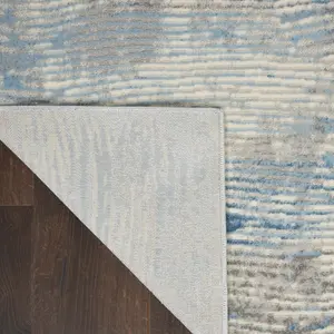 Grey Blue Modern Easy to Clean Abstract Rug for Living Room, Bedroom - 160cm X 221cm