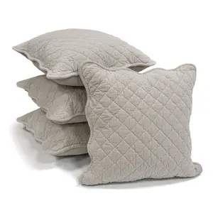 Monterra Cotton Geometric Square Velvet Luxury Cushion Cushion Cream