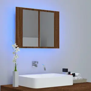 Berkfield LED Mirror Cabinet Brown Oak 60x12x45 cm Engineered Wood