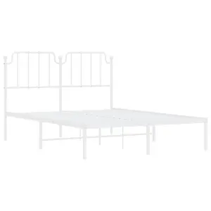 Berkfield Metal Bed Frame without Mattress with Headboard White 140x200cm