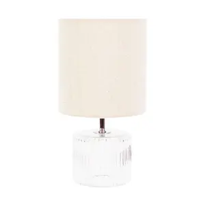 Rokiatou Clear Glass Table Lamp with Natural Lamp Shade Clear Base/Natural Shade