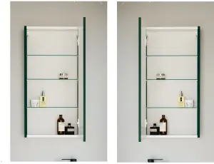 Bathroom Mirror Cabinet Washroom Cupboard Dark Green Slim 400mm Wall Storage Unit Avir