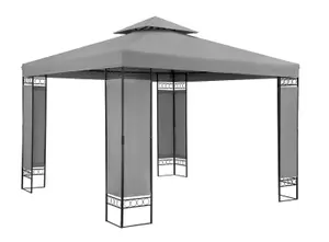 3m x 3m Luxury Gazebo With Metal Corner Supports - Grey