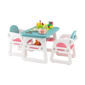 Costway 3 PCS Kids Table & Chairs Set Children Toddler Activity Desk Set w/ Storage Rack