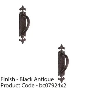 2 PACK - Offset Traditional Forged Pull Handle 263.5 x 67mm Black Antique Right Hand