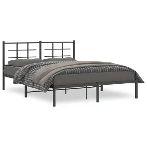 Berkfield Metal Bed Frame without Mattress with Headboard Black 150x200cm