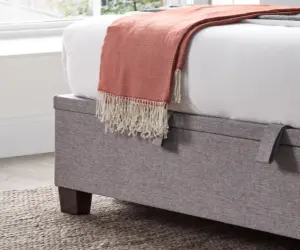 Kaydian Accent Bed Frame Grey Fabric with Ottoman Storage