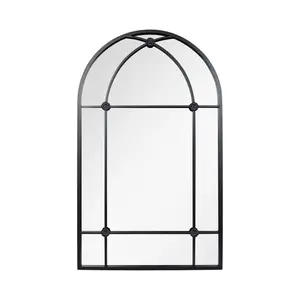 La Hacienda Aston & Wold Arundel Black Arch Framed Garden mirror 1000mm x 600mm