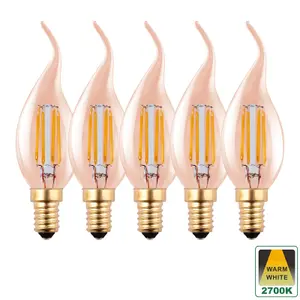 Harper Living 4.5 Watts E14 LED Bulb Amber Flame Tip Warm White Dimmable, Pack of 5