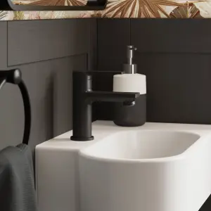 GoodHome Akita Mini Matt Black Round Washbasin Mixer Tap