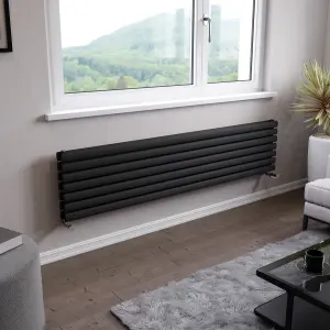 Ximax Champion Duplex FORDH4101800A Anthracite Gas Horizontal Designer Radiator, (W)1800mm x (H)410mm