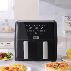 Double Basket Dual Large 8L 1700W Touch Screen Air Fryer with Timer,Non-Stick Removable Basket