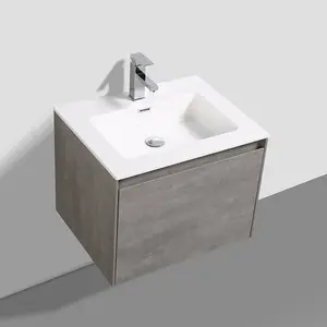 Rigel Concrete Wall Hung Bathroom Vanity Unit with White Basin (W)600mm (H)450mm