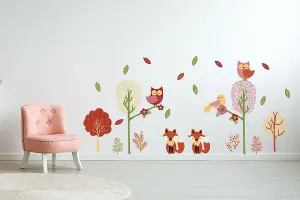 Walplus Fox Stickers, Birds Stickers, Forest, Flowers, Children Wall Stickers, Diy Art Kids Sticker PVC Colourful