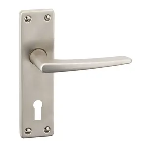 URBNLIVING 150mm Length 2 Pcs Royale Metal &  Satin Nickel Lever Latch Door Keyhole Handles Set