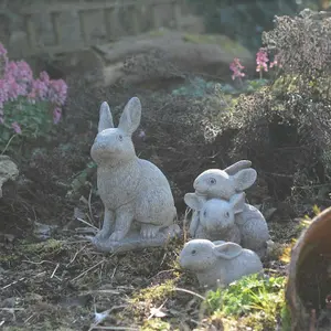 Set of 3 Bunny Rabbit Garden Ornaments