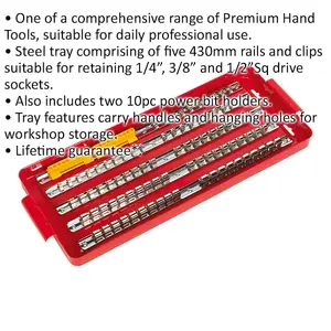 Versatile RED 1/4" 3/8" & 1/2" Square Drive POWER Bit Holder with Storage Solution