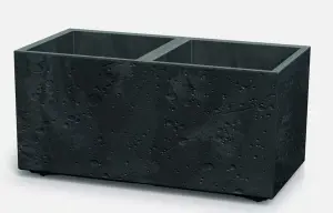 Plant Flower Pot Concrete Square Planter Inner Pot Garden Patio Home Black Concrete Rectangle - Small