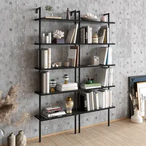 Iker 174cm H x 60cm W Stainless Steel Ladder Bookcase Black