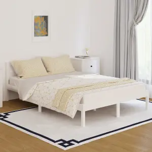 Berkfield Day Bed Solid Wood Pine 140x200 cm Double White