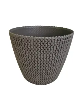 DECORATIVE FLOWERPOT WITH WICKERWORK IMITATION, SPLOFY - 19CM - GRAY STONE