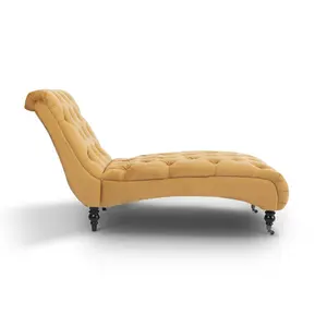 Chaise Lounge in Velvet Gold Chesterfield Fabric