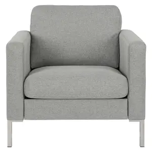 Fabry Armchair in Fabric Grey with Steel Legs