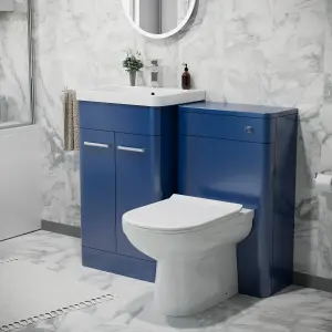 Nes Home 500mm Freestanding Vanity Unit with Basin, Back to Wall Toilet, WC unit Royal Blue