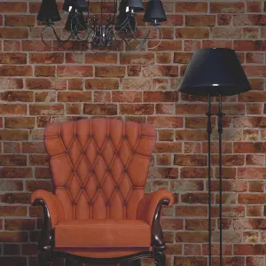 Fine Decor FD31045 Rustic Brick Wallpaper, Orange