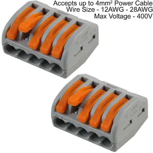 10x 5 Way WAGO Connector 32A Electrical Lever Terminal Block Push Fit Junction