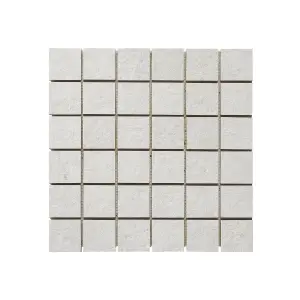 Metal ID Light grey Smooth Matt Concrete effect Porcelain 5x5 Mosaic tile, (L)305mm (W)305mm