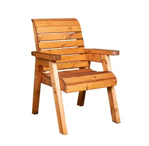 Charles Taylor Hand Made Traditional Chunky Rustic Wooden Garden Chair Furniture Flat Packed