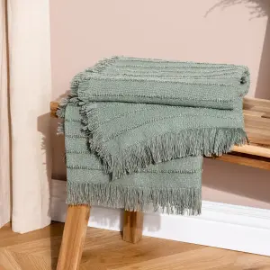 furn. Hazie Linear Yarn Woven Fringed Throw