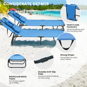 Costway Folding Face Down Tanning Chair Adjustable Beach Lounge Chair W/ Face Hole