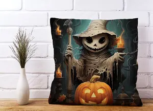 Creepy Ghost With Pumpkins Cushions 60cm x 60cm