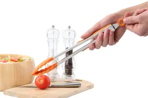 Maison by Premier Zing Orange Silicone And Stainless Steel Tongs