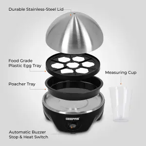 Geepas 3-in-1 Egg Boiler Poacher Boils 7 Eggs, 350W