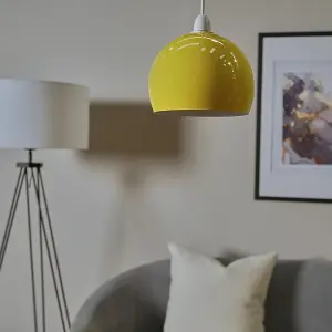 ValueLights Modern Gloss Yellow Arco Style Dome Ceiling Pendant Light Shade