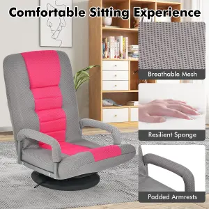 Costway Folding Floor Gaming Sofa Chair 6-Position Adjustable Recliner Swivel Armchair