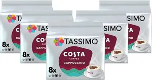 Tassimo Costa Cappuccino Coffee Pods X 8 (Pack Of 5, Total 40 Drinks)