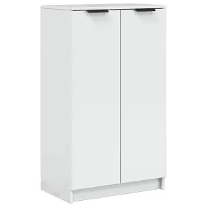 Shoe Cabinet High Gloss White 59x35x100 cm Engineered Wood