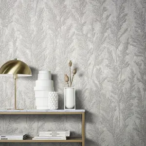 Galerie Natural Opulence Grey Feathery Tree Wallpaper Roll