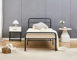 Eva Black Metal Bed Frame with Curved Headboard Single