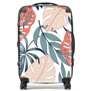 Tropical Leaf Pattern Suitcase - Medium