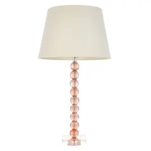 Luminosa Adelie & Cici Base & Shade Table Lamp Blush Crystal Glass & Ivory Fabric