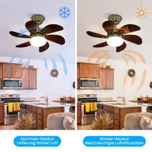 Alisha-Ann 75cm Ceiling Fan with Light Kit Green with Walnut Blades